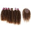 Kinky Curly Synthetic Hair 6 Bundles With 1Closure 7Pcs/Lot Ombre Color 16-20 Inch Kinky Curly Bundles Hair Extension T27-613 16 18 20 Inch view 2