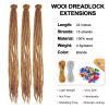 Wool Dreadlock Extensions 22 Inches 15 Strands Double Ended Blonde Handmade Hippie Wool Dreads Extensions DE Ends White Locs Style Crochet Hair for Women view 3