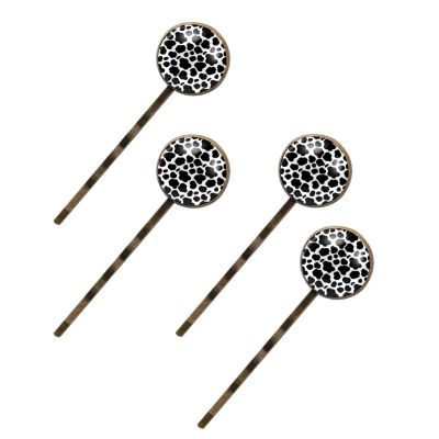 4 Pcs Hair Pins for Women, Black and White Cow Texture Long Bobby Pins Vintage Hairpins Decorative Elephant Hair Barrettes with Jewelry Gift Box