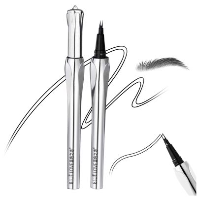 BLUE LOVE Two-Prong Eyebrow Pen - Waterproof Microblading Eyebrow Makeup for Women, Long-lasting Formula for Natural Strokes, All-Day Wear (Grey)