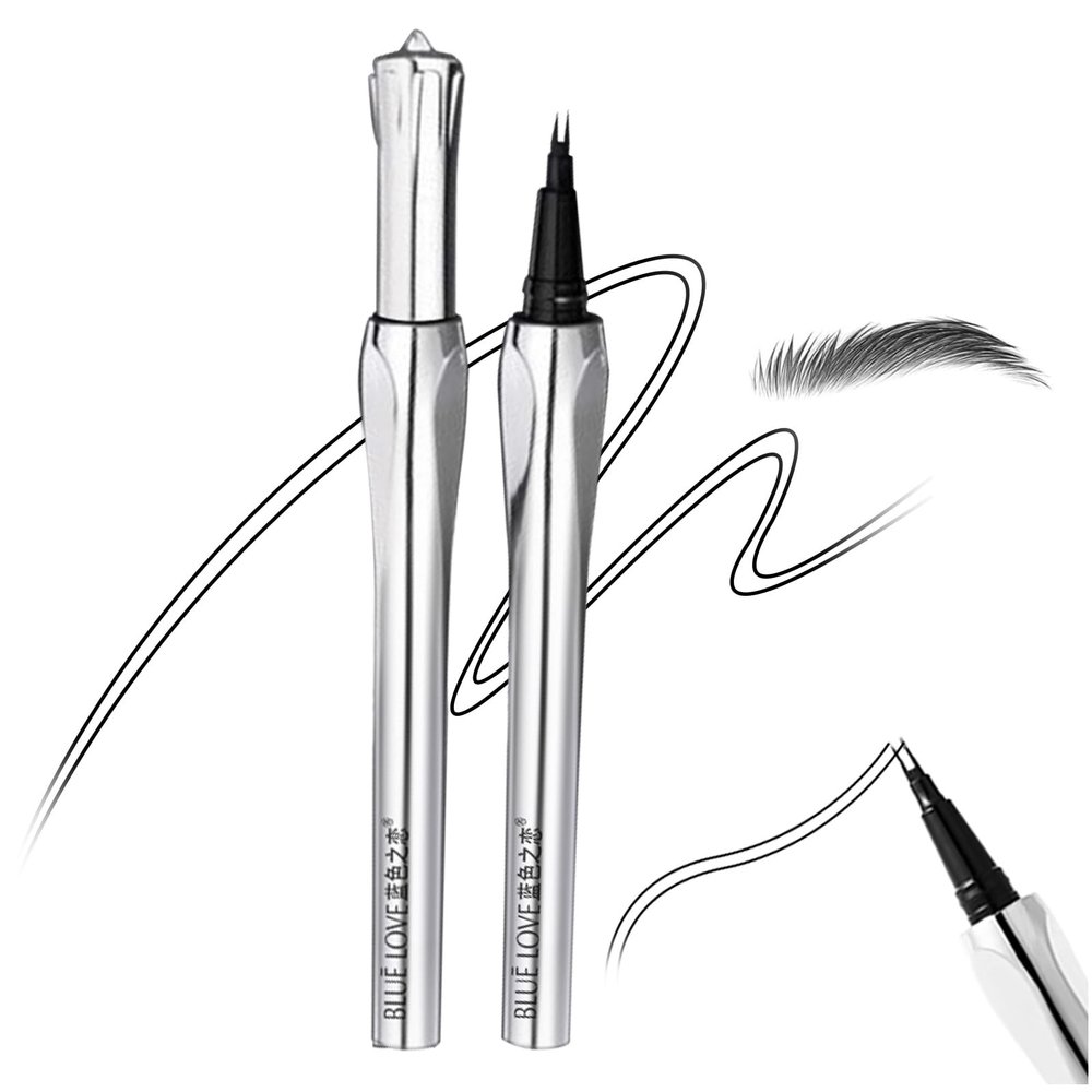 BLUE LOVE Two-Prong Eyebrow Pen - Waterproof Microblading Eyebrow Makeup for Women, Long-lasting Formula for Natural Strokes, All-Day Wear (Grey)