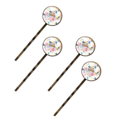 4 PCS Womens Hair Barrettes, Watercolor Flowers Pink Pattern Long Bobby Hair Pins for Girls, Stainless Steel Hair Clips Headwear Styling Tools Hair Accessories