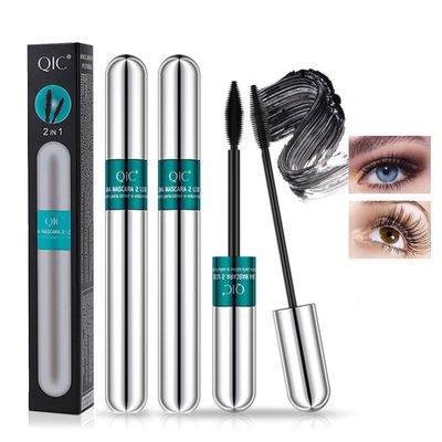 2 in 1 Double-effect 4D Curling Black Mascaras,Waterproof & Smudge Proof Lash Extensions Stereo Lengthening Mascara For Women,Quick-Not Sticky Long Lasting Charming No Clumping(2Pcs) A