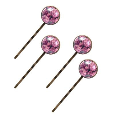 4 PCS Womens Hair Barrettes, Rose Flowers Long Bobby Hair Pins for Girls, Stainless Steel Hair Clips Headwear Styling Tools Hair Accessories