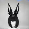 ATekatac Rabbit Ears Handmade Animal Ears Halloween Cosplay Bunny Ears Flower Headband (W Black) view 2