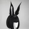 ATekatac Rabbit Ears Handmade Animal Ears Halloween Cosplay Bunny Ears Flower Headband (W Black) view 4