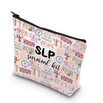 WCGXKO SLP Survival Kit Speech Therapist Gift Zipper Pouch Makeup Bag for Speech Language Pathologist (future SLP)