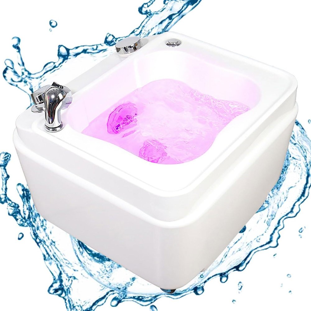 Acrylic Massage Footbath, Bubble Massage Enjoy Foot Bath with 7 Color Lights, Multifunctional Pedicure Bucket Hot & Cold Adjustment, Massage Equipment for Physiotherapy Shop, Health Center