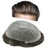 LYRICAL HAIR Mens Toupee Ultra Thin Skin V-loop Hairpieces Full Poly Hair System Replacement All Pu Transparent Human Hair Units (420 4# Medium BROWN + 20% SYNTHETIC GREY, 90% Light Density) view 1