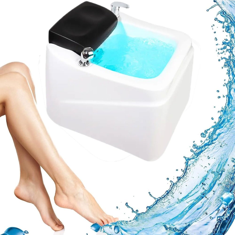Acrylic Pedicure Spa, Foot Massage Tubs with 7 Color LED Lights, Surfing Pedicure Footbath with Black Foot Pads, Adjustable Temperature Bathtub for Home, Salon, Spa