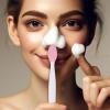 6 PCS Lip Scrub Brush, Double-Sided Mini Silicone Exfoliating Brush for Men Women, lip lightening for dark lips (Pink Green Purple) view 2