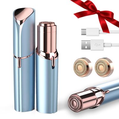 Facial Hair Removal for Women, Painless Hair Removal Device Lady Face Electric Razor for Lip, Chin,arms with USB Rechargeable Included 2 pc Replacement Heads