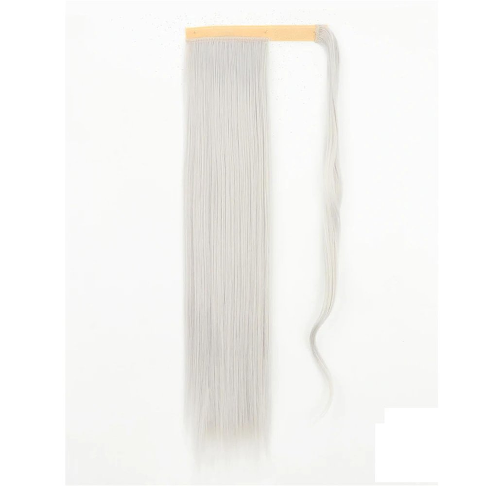 Women Synthetic Long Straight Ponytailtail Clip In Hair Extension Heat Resistant 22 34Inch Wrap Around Hairpiece 1001A 85CM-140G