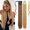 Women Synthetic Long Straight Ponytailtail Clip In Hair Extension Heat Resistant 22 34Inch Wrap Around Hairpiece 1001A 85CM-140G view 2