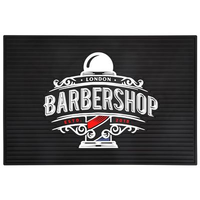 BarberTop Anti-Slip Flexible Rubber Barber Mat for Stations - 11.81 x 17.72 inches, Protects Countertop & Sink Area, Ideal for Scissors & Salon Tools (Black)