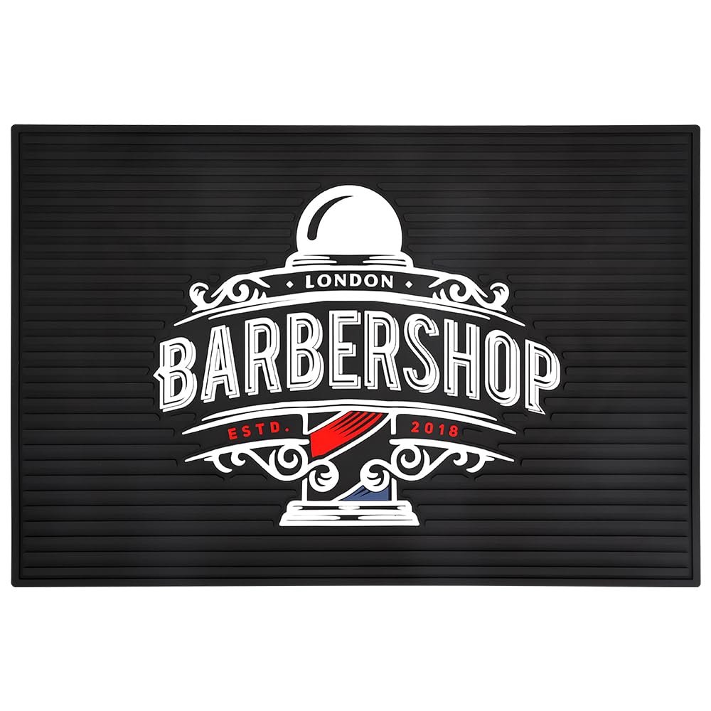 BarberTop Anti-Slip Flexible Rubber Barber Mat for Stations - 11.81 x 17.72 inches, Protects Countertop & Sink Area, Ideal for Scissors & Salon Tools (Black)
