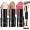 3 Pcs Cream Contour Stick Makeup Kit, Shades with Highlighter, Blush and Bronzer Contour Stick for Sculpt the Cheeks, Waterproof, Matte & Dewy Finish (Neutral,#01+#09+#12) view 1