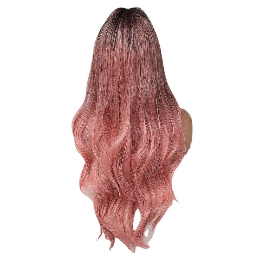 ZYQWEOMS Wigs pink long curls full hood