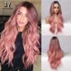 ZYQWEOMS Wigs pink long curls full hood view 2