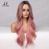ZYQWEOMS Wigs pink long curls full hood view 3
