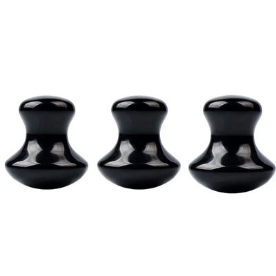 3 Pc Jade Mushroom Shape Tool Natural Rose Quartz Jade Stone Gua Sha Facial Eye Neck Skin Scraper SPA Relax Foot Care,Black