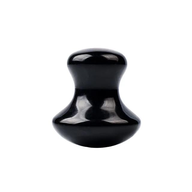 DNSBOND 1 Pc Jade Mushroom Shape Tool Natural Rose Quartz Jade Stone Gua Sha Facial Eye Neck Skin Scraper SPA Relax Foot Care,Black