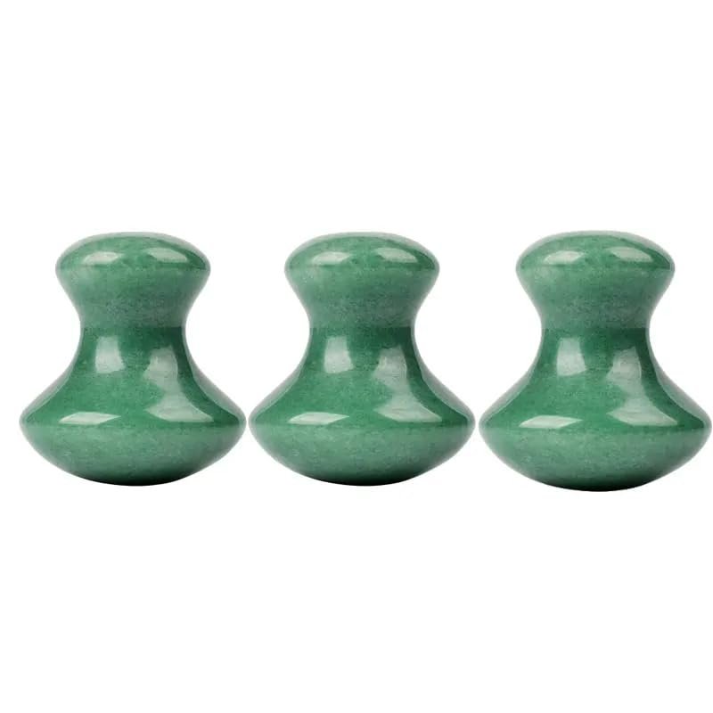 3 Pc Jade Mushroom Shape Tool Natural Rose Quartz Jade Stone Gua Sha Facial Eye Neck Skin Scraper SPA Relax Foot Care,Green