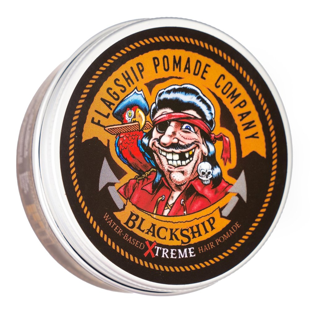 FLAGSHIP Handmade BlackShip Xtreme Hair Pomade Heavy Hold Low Shine Rumrunner Xtreme Scent 3.4 oz