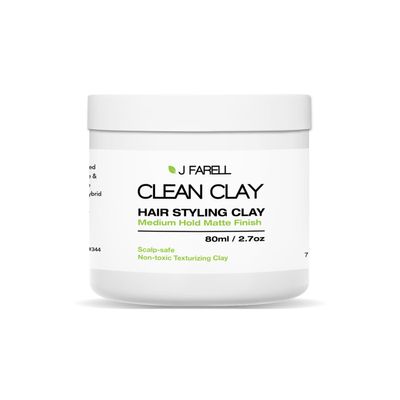 J FARELL Clean Clay - Organic Hair Styling Clay, Seborrheic Dermatitis Scalp Safe Fungal Acne Safe, All Natural Hair Clay Seb Derm Safe Pomade, Medium Hold Matte Finish