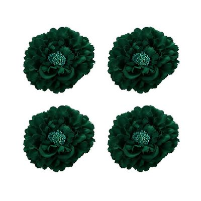 Koolgil Women's 4Pcs Bohemia Peony Flowers Hairpin Hair Clip Flower Brooch for Travel Party Festivals PF-22 (Dark Green)