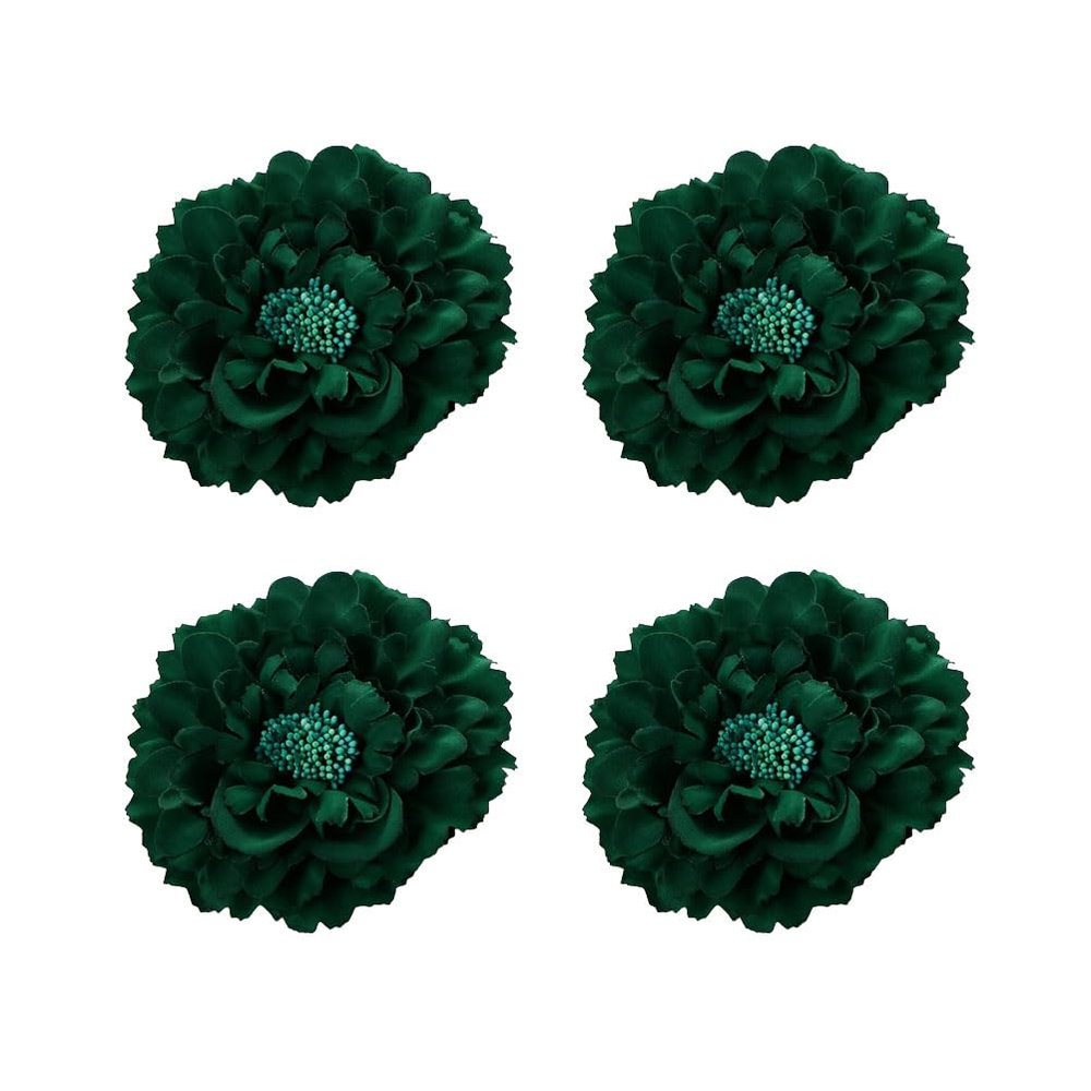 Koolgil Women's 4Pcs Bohemia Peony Flowers Hairpin Hair Clip Flower Brooch for Travel Party Festivals PF-22 (Dark Green)
