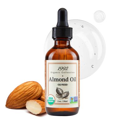 1992 Organic Collection Almond Oil 2oz/ 60ml - USDA Certified Organic, Non GMO, 100% Pure, Cold Pressed, Carrier Oil | For Hair, Eyebrows & Skin, Gives Hydration, Moisturizes and Softens Skin