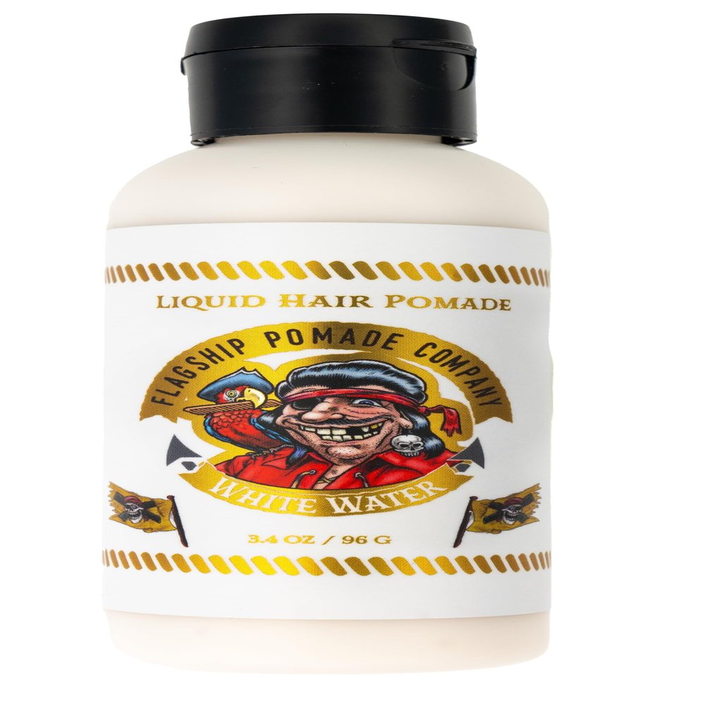 Flagship Handmade White Water Liquid Hair Pomade Medium/Strong Hold Medium Shine Light Tweed Scent 3.4 oz