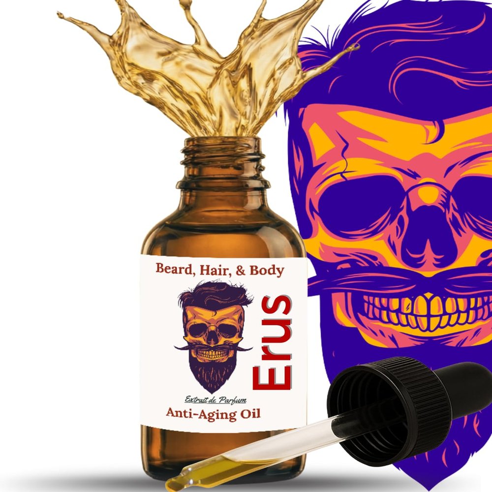 Frank SCENTS 2oz Erus | Scented Beard Oils For All Men, Growth and Conditioner | Dry Flaky Dandruff skin | Oily Skin | 11 Natural Anti-Aging Oils