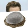 0.08mm Thin Skin Toupee for Men Human Hair Replacement System Full PU Mens Toupee V-looped Front Invisible Hairline Hair System for Men Hairpiece 8X10 #1830 #18 MEDIUM BLONDE+30% GREY 100% Density view 1