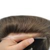 0.08mm Thin Skin Toupee for Men Human Hair Replacement System Full PU Mens Toupee V-looped Front Invisible Hairline Hair System for Men Hairpiece 8X10 #210 #2 DARKEST BROWN+10% GREY 100% Density view 3