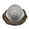 0.08mm Thin Skin Toupee for Men Human Hair Replacement System Full PU Mens Toupee V-looped Front Invisible Hairline Hair System for Men Hairpiece 8X10 #410 #4 MEDIUM BROWN+10% GREY 100% Density view 3