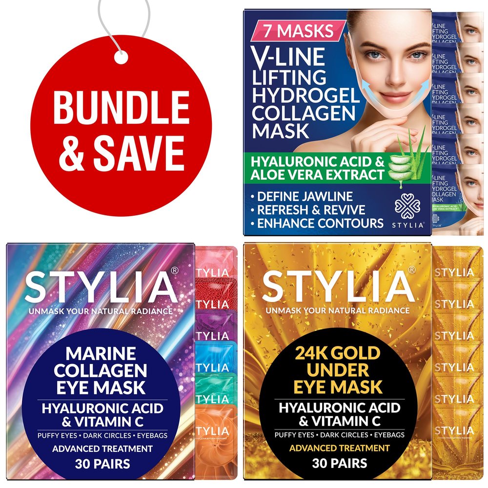 Stylia 30PC Gold and Marine Under Eye Patches + 7 Chin Masks