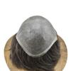 0.08mm Thin Skin Toupee for Men Human Hair Replacement System Full PU Mens Toupee V-looped Front Invisible Hairline Hair System for Men Hairpiece 8X10 #250 #2 DARKEST BROWN+50% GREY 100% Density view 4
