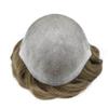 0.08mm Thin Skin Toupee for Men Human Hair Replacement System Full PU Mens Toupee V-looped Front Invisible Hairline Hair System for Men Hairpiece 8X10 #1810 #18 MEDIUM BLONDE+10% GREY 100% Density view 3