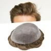 0.08mm Thin Skin Toupee for Men Human Hair Replacement System Full PU Mens Toupee V-looped Front Invisible Hairline Hair System for Men Hairpiece 8X10 #1730 #17 DARK ASH BLONDE+30% GREY 100% Density view 1