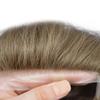 0.08mm Thin Skin Toupee for Men Human Hair Replacement System Full PU Mens Toupee V-looped Front Invisible Hairline Hair System for Men Hairpiece 8X10 #1730 #17 DARK ASH BLONDE+30% GREY 100% Density view 3