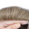 0.08mm Thin Skin Toupee for Men Human Hair Replacement System Full PU Mens Toupee V-looped Front Invisible Hairline Hair System for Men Hairpiece 8X10 #2010 #20 LIGHT ASH BLONDE+10% GRYE 100% Density view 3