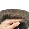 0.08mm Thin Skin Toupee for Men Human Hair Replacement System Full PU Mens Toupee V-looped Front Invisible Hairline Hair System for Men Hairpiece 8X10 #510 #5 MEDIUM LIGHT BROWN+10% GREY 100% Density view 3