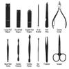 Manicure Set Pedicure Kit Stainless Steel 12 Pcs Set Toe Finger Nail Clipper Personal Care Grooming For Men Women with Luxurious Travel Case - Black view 2