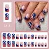 24Pcs 4th of July Press on Nails Short Square Fake Nails with Glitters Stripe Design Red Blue Acrylic Nails Stars Stick on Nails Independence Day False Nails with Glue on Nails for Women and Girls view 2