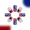 24Pcs 4th of July Press on Nails Short Square Fake Nails with Glitters Stripe Design Red Blue Acrylic Nails Stars Stick on Nails Independence Day False Nails with Glue on Nails for Women and Girls view 3