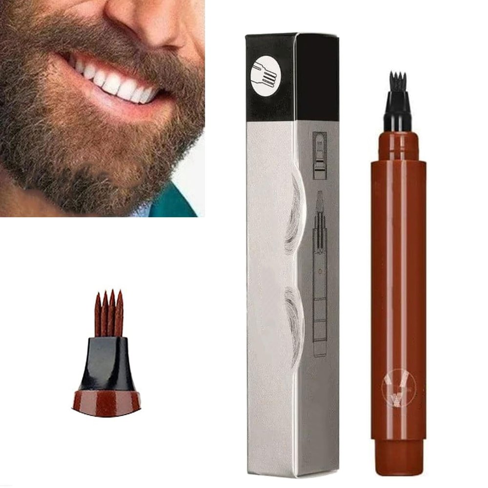 Bozento Beard Pen,Beard Filler for Men,Bozento Beard Filler,Waterproof Beard and Eyebrow Filling Pen Kit (Red Brown)