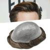 0.08mm Thin Skin Toupee for Men Human Hair Replacement System Full PU Mens Toupee V-looped Front Invisible Hairline Hair System for Men Hairpiece 8X10 #520 #5 MEDIUM LIGHT BROWN+20% GREY 100% Density view 1