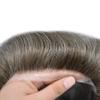 0.08mm Thin Skin Toupee for Men Human Hair Replacement System Full PU Mens Toupee V-looped Front Invisible Hairline Hair System for Men Hairpiece 8X10 #550 #5 MEDIUM LIGHT BROWN+50% GREY 100% Density view 3